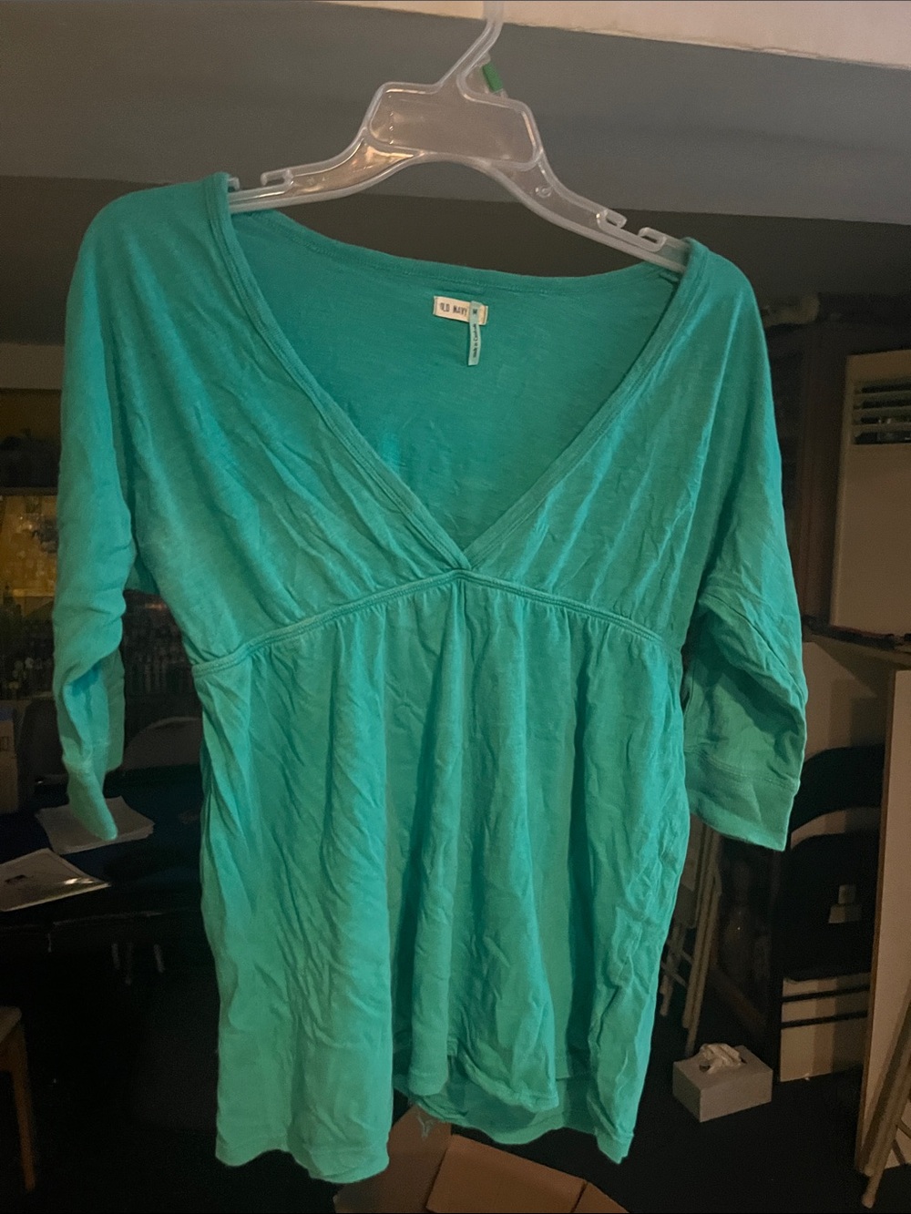Medium Old Navy Teal V-Neck Empire Tunic Top